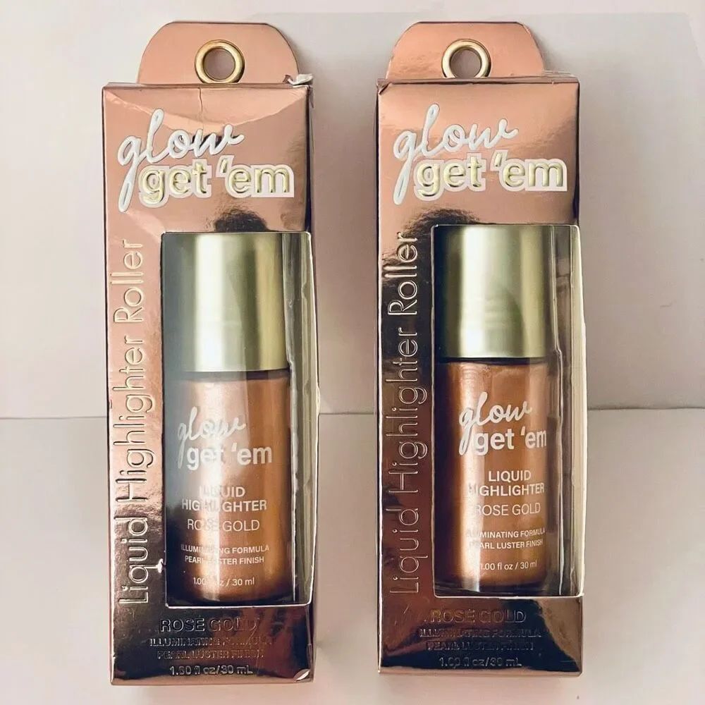 NWT 2 glow get’em liquid highlighter roller Rose Gold for a Radiant Healthy Glow